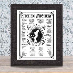 Framed 8x10 Kitchen Witchery Spells Ingredients Print Sign
